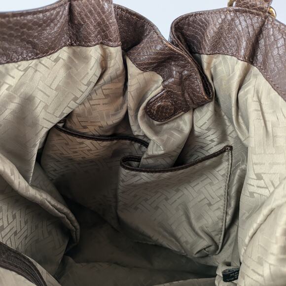 Cole Haan Brown Leather Purse Womens Drawstring Hobo Satchel Handbag Damaged - Picture 6 of 16